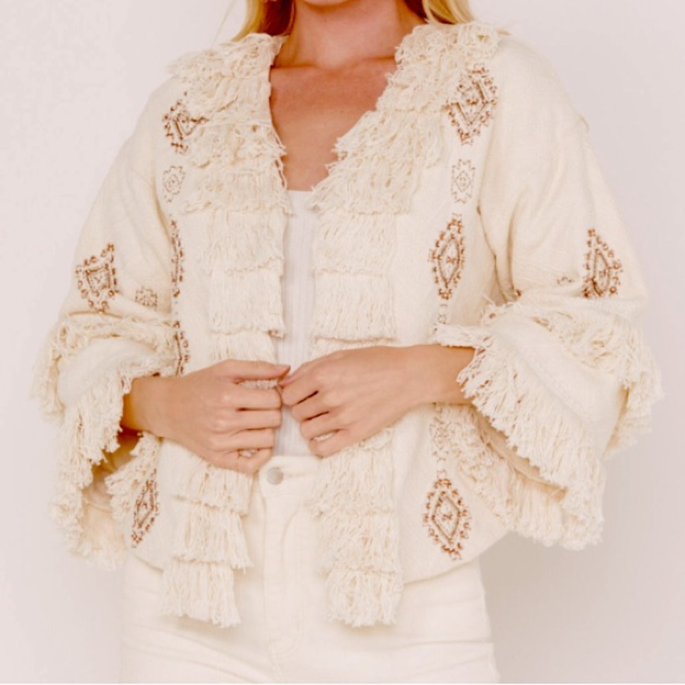 Cream Jacket with beads / embellished